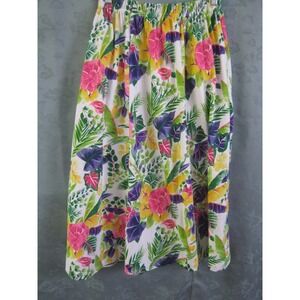 VTG 90s Lisa Ashley Skirt Size Medium Stretch Knit Colorful Floral Elastic Waist